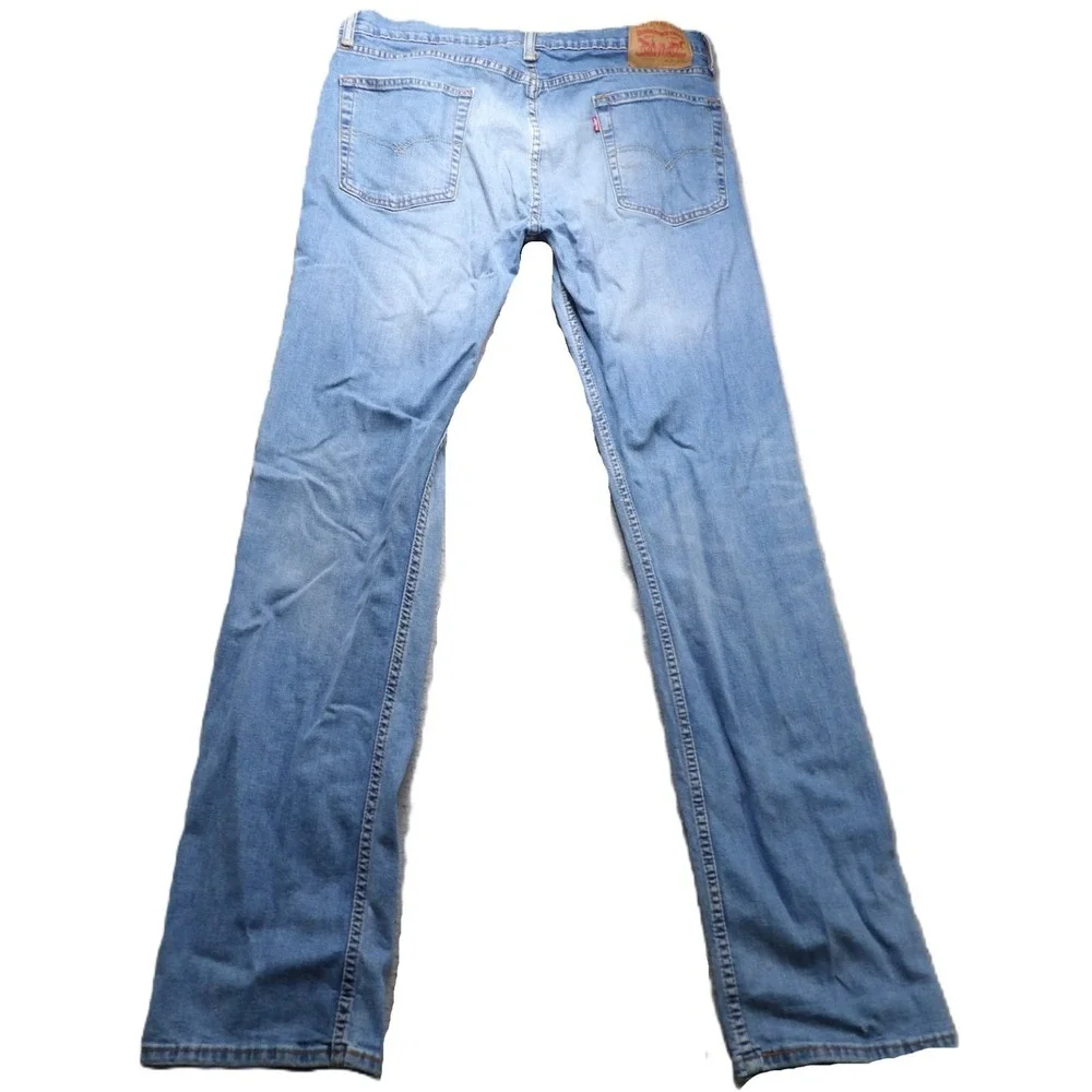 Levis 513 Slim Straight Jeans Men W36 L36 Light Wash Blue Denim Stretch Cotton